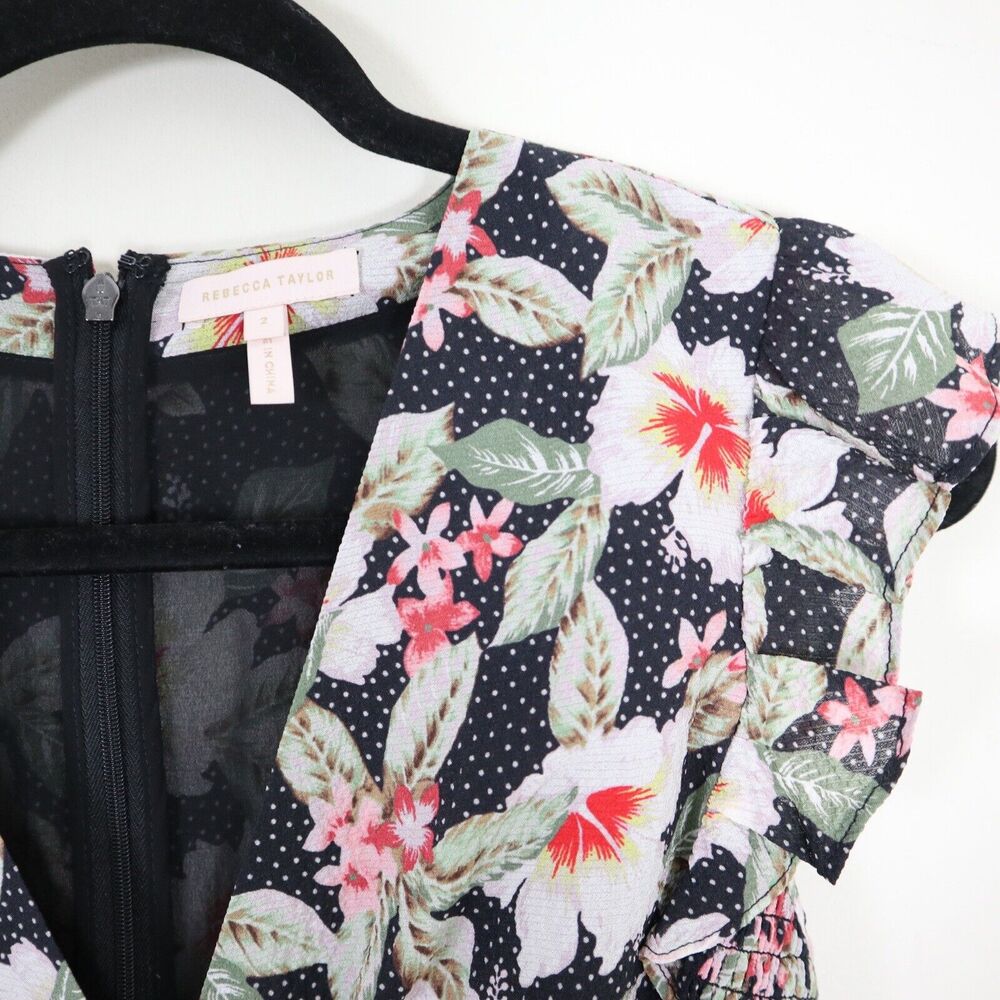Rebecca Taylor Size 2 Silk Kamea Fleur Mini Dress Floral Print - Picture 4 of 12